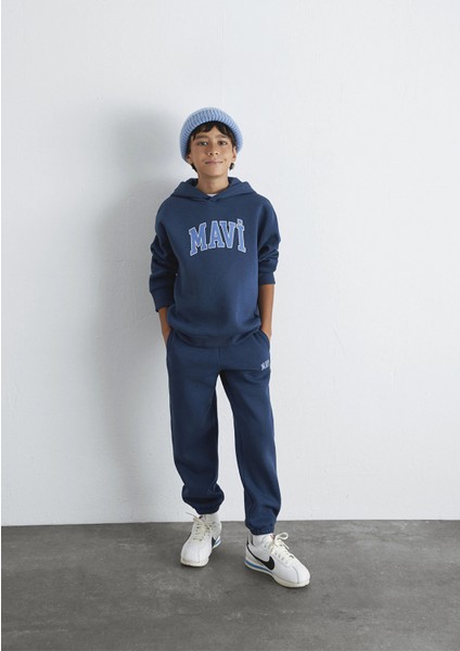 6610110-70720 Mavi Logo Baskılı Lacivert Kapüşonlu Sweatshirt fiyatları