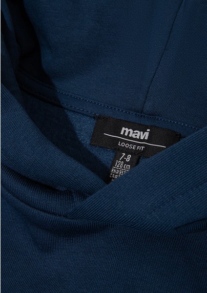 6610110-70720 Mavi Logo Baskılı Lacivert Kapüşonlu Sweatshirt indirimleri