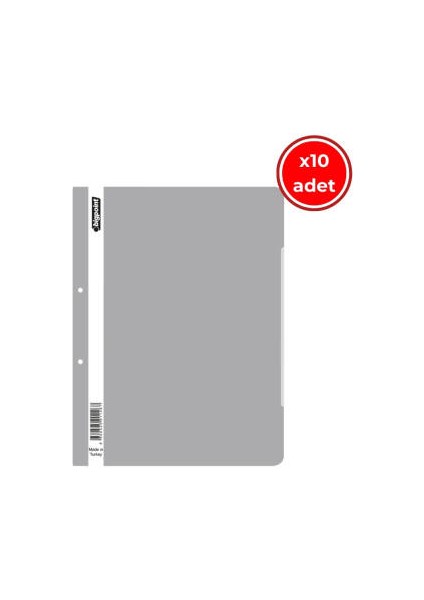 Telli Dosya, 10 Adet, 50'li Paket, 180 A4 Kapasiteli, Gri