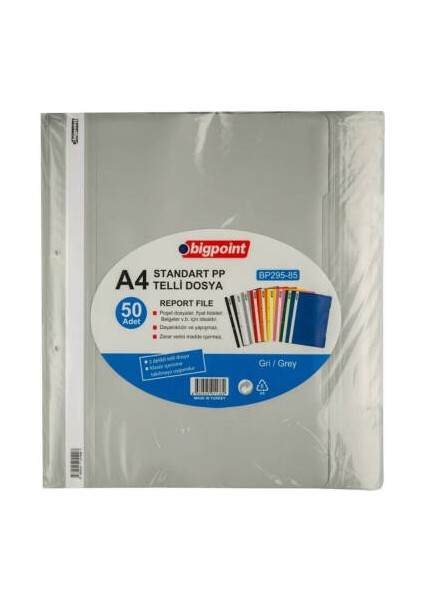 Telli Dosya, 10 Adet, 50'li Paket, 180 A4 Kapasiteli, Gri modelleri
