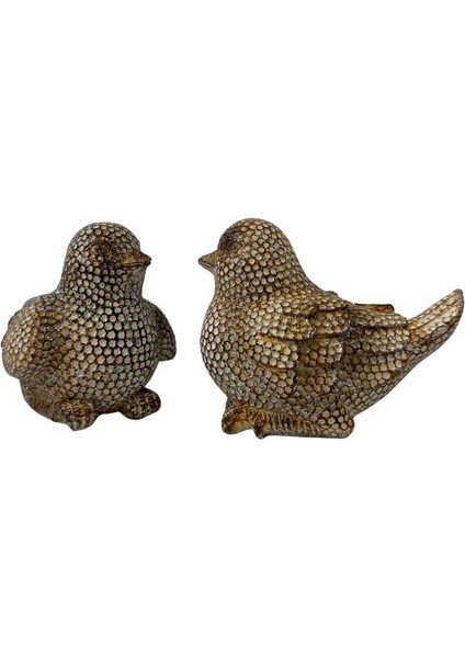 1260 Yaldızlı Kuşlar Dekoratif Ikili Set Biblo