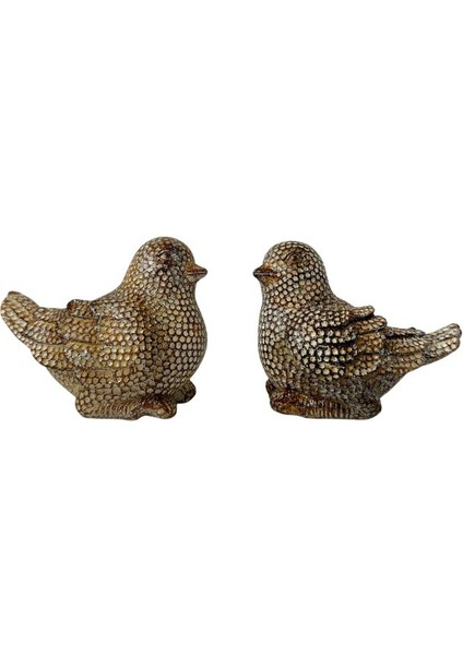 1260 Yaldızlı Kuşlar Dekoratif Ikili Set Biblo fırsatları