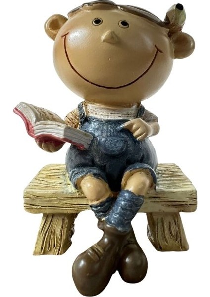 3751 Sokak Lambası Altında Kitap Okuyan Çocuk Biblo