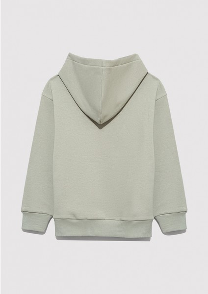 6610110-70155 Mavi Logo Baskılı Kapüşonlu Yeşil Sweatshirt fırsatları