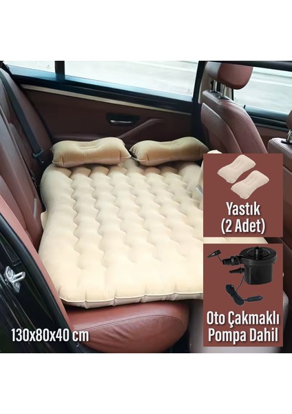 Araç Içi Şişme Yatak Çakmaklık Pompalı 130X80X40 cm Krem fiyatları