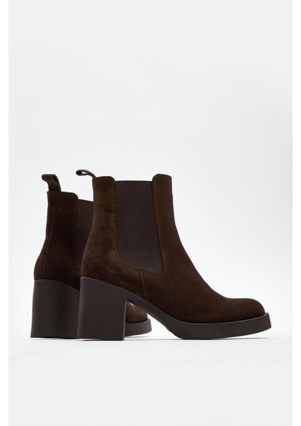 Alisha Acı Kahve Süet Hakiki Deri Topuklu Bot