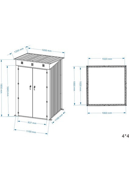 Çelik Bahçe Depolama Evi 110 x 110 x 185 cm SS-04 fırsatları