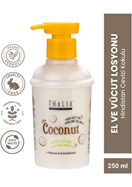 Hindistan Cevizi Kokulu El ve Vücut Losyonu Besleyici Etki 250 ml Tüm Cilt Tipleri İçin