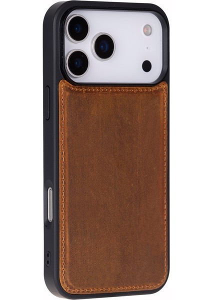 Apple iPhone 17 Pro Için, Hakiki Deri, El Yapımı Cüzdanlı Kılıf, Magsafe ile Uyumlu, Iç Yüzeyi Kadife, Karamel indirimleri