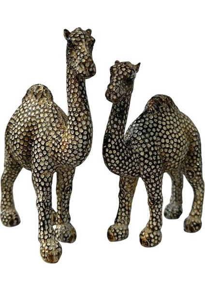 1260 Yaldızlı Develer Dekoratif Ikili Set Biblo modelleri
