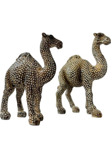 1260 Yaldızlı Develer Dekoratif Ikili Set Biblo indirimleri