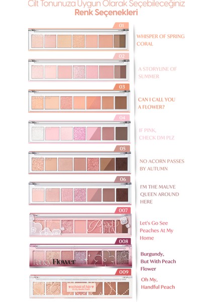 Pigmentli, 5 Farklı Dokulu Far Paleti PERIPERA All Take Mood Palette 003 Can I Call You A Flower