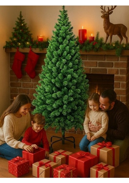 180 cm Metal Ayaklı Yılbaşı Çam AĞACI-355 Dal-Gerçekçi Görünüm-Yoğun ve Sık Dal Tasarımı