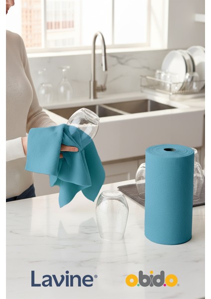 (20'li Rulo) Lavine Çok Amaçlı %100 Mikrofiber Temizlik Bezi "mavi" 25x32 Büyük Ebat Kopart Kullan fırsatları