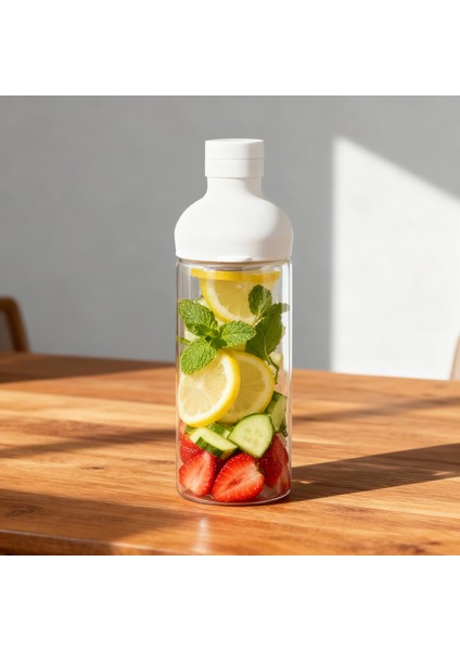 Borosilikat Detoks Şişe 450 Ml. Beyaz