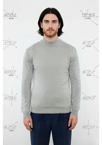 Erkek Şık Fitted Kalıp Düz Desen Dik Yaka Triko Kazak Soğuk Havalar Için Ideal Konforlu Uzun Kollu fiyatları