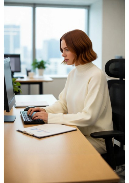 Kadın Basic Siluet Oversize Dik Yaka Ispanyol Kol Akrilik Triko Kazak Konforlu ve Modern Kaliteli