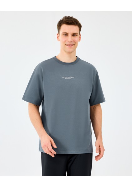 M Graphic Tee Reflect Logo Oversize T-Shirt Erkek Gri Tshirt S231094-3998