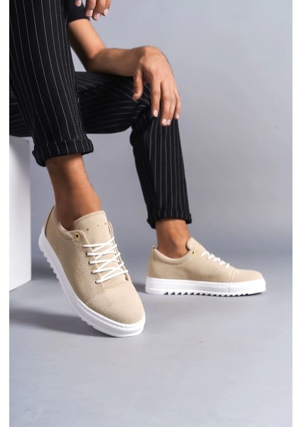 SLW152 Cool Bağcıklı Süet Erkek Günlük Spor Klasik Ayakkabı Sbt - Krem fiyatları