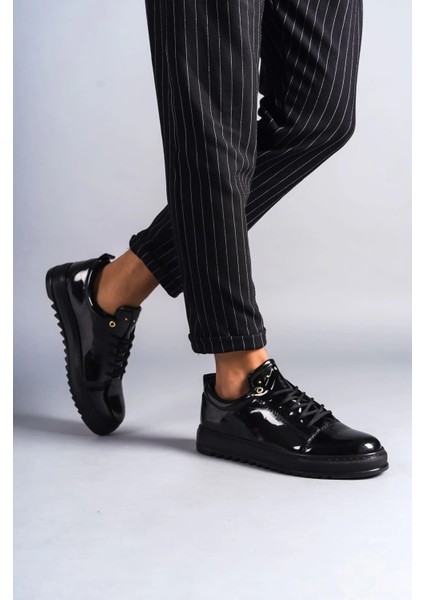 SLW152 Cool Bağcıklı Rugan Erkek Günlük Spor Klasik Ayakkabı Rst - Siyah fiyatları