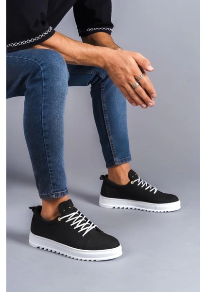 SLW152 Cool Bağcıklı Keten Erkek Günlük Spor Klasik Ayakkabı Kbt - Siyah