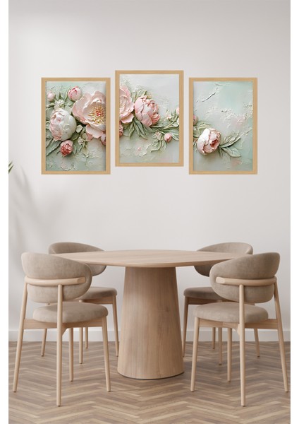 🌸 Pudra Çiçek Dokulu Duvar Tablo Seti -Çerçevesiz Mdf Uv Baskı CRVS1057 13 x 17 fiyatları