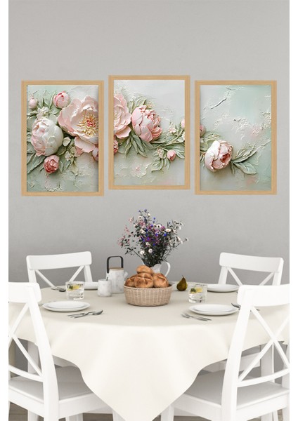 🌸 Pudra Çiçek Dokulu Duvar Tablo Seti -Çerçevesiz Mdf Uv Baskı CRVS1057 13 x 17 indirimleri