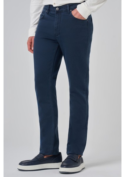 Erkek Lacivert Denim 5 Cep Dynamic Fit Jean Kot Pantolon fırsatları
