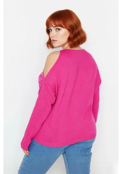 Kadın Rahat Relaxed Kalıp Dik Yaka Düşük Kollu Omzu Açık Detaylı Trend Akrilik Triko Kazak modelleri