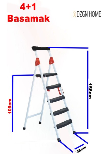 Extra Dayanıklı 4+1 Özel Tasarım Hafif, Kaymaz, Metal Basamaklı Katlanır Merdiven fiyatları