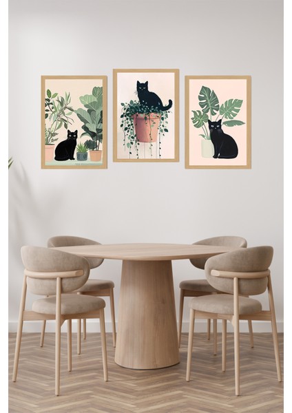 🖼️ Saksıdaki Siyah Kediler Temalı 3'lü Tablo Seti (Çerçevesiz) CRVS1040 13 x 17 fiyatları