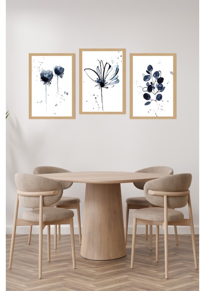 🖼️ Siyah Çiçekler Temalı 3'lü Tablo Seti – Uv Baskılı Mdf Dekorasyon CRVS1041 13 x 17 fiyatları