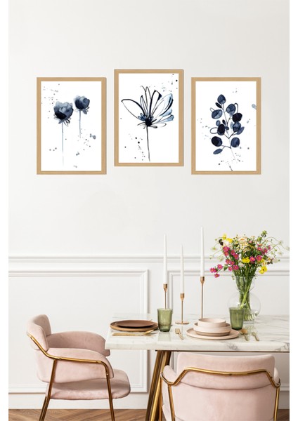 🖼️ Siyah Çiçekler Temalı 3'lü Tablo Seti – Uv Baskılı Mdf Dekorasyon CRVS1041 13 x 17 fırsatları
