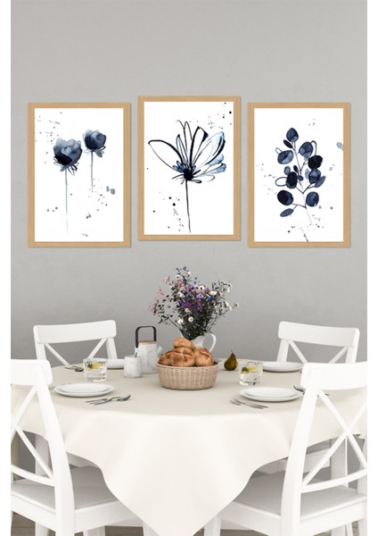 🖼️ Siyah Çiçekler Temalı 3'lü Tablo Seti – Uv Baskılı Mdf Dekorasyon CRVS1041 13 x 17 indirimleri