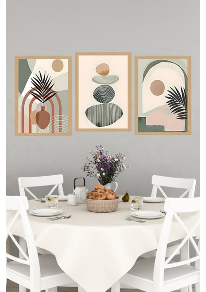 🌿 Soyut Vazo ve Bitki Kompozisyonu Temalı 3'lü Tablo Seti 🌿 - Çerçevesiz Mdf Uv Baskı CRVS1058 13 x 17 indirimleri