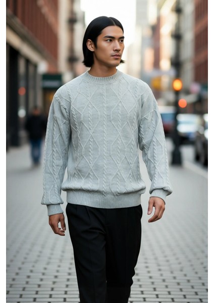 Unisex Oversize Rahat Kesim Saç Örgü Desenli Bisiklet Yaka Uzun Kol Triko Kazak Kış Için Ideal fırsatları