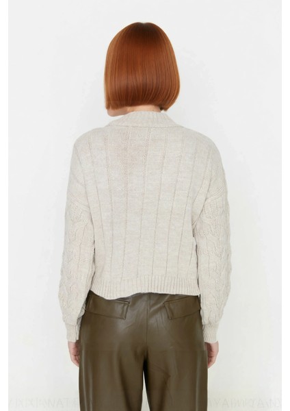 Kadın Basic Oversize Saç Örgü Dik Yaka Crop Triko Kazak Soğuk Havalar Için Modern Stil Kaliteli modelleri