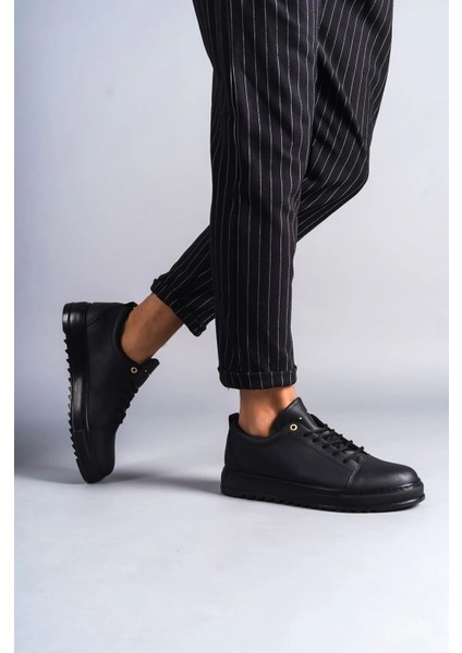 SLW152 Cool Bağcıklı Cilt Erkek Günlük Spor Klasik Ayakkabı Cst - Siyah