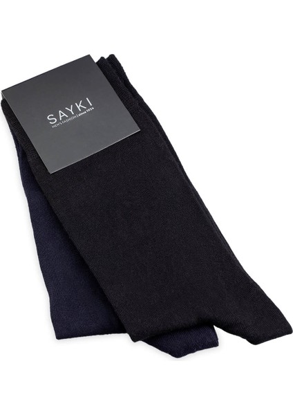 Siyah Ikili Bambu Soket Çorap