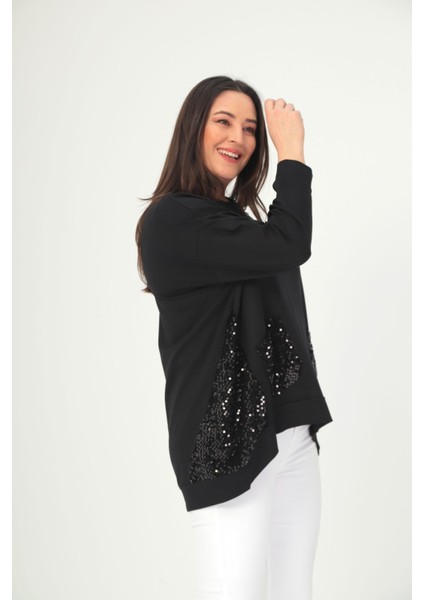 Kadın Kristal Kumaş Oversize Pulpayetli Sweatshirt fiyatları