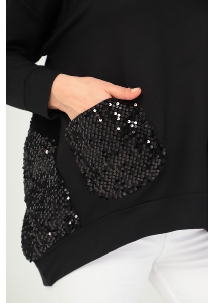 Kadın Kristal Kumaş Oversize Pulpayetli Sweatshirt modelleri