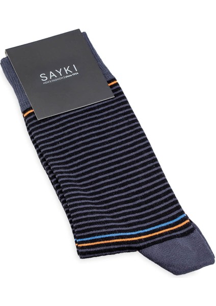 Antrasit Çizgili Pamuk Çorap