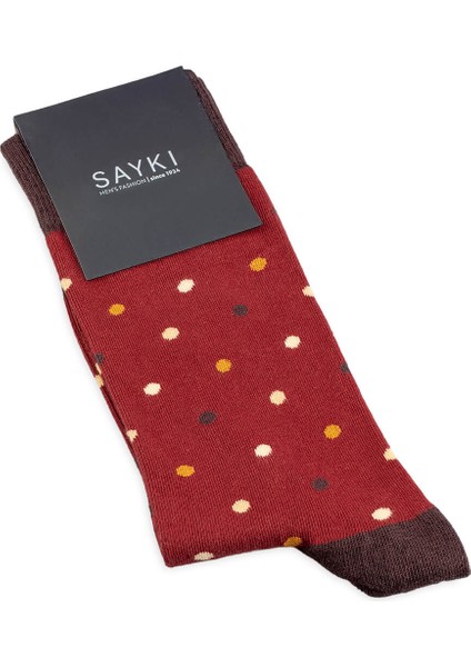 Bordo Puantiyeli Pamuk Çorap