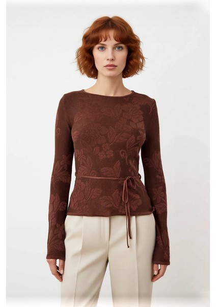 Kadın Uzun Kollu Fitted Triko Kazak Ilkbahar Sonbahar Için Çiçek Desenli Zarif Günlük Seçim fiyatları