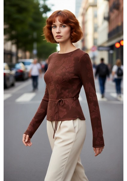 Kadın Uzun Kollu Fitted Triko Kazak Ilkbahar Sonbahar Için Çiçek Desenli Zarif Günlük Seçim fırsatları