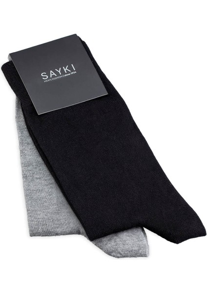 Siyah Ikili Bambu Soket Çorap