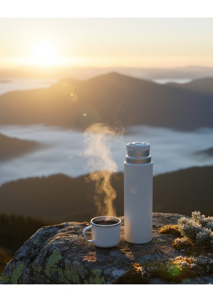 500 ml Bardaklı Paslanmaz Çelik Termos Çift Kat Isı Yalıtımlı Sıcak ve Soğuk Içecek Saklama fırsatları