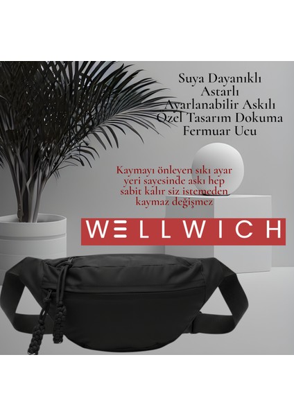 Siyah Çapraz Çanta Bel Çantası Spor Çantası Ultra Hafif Suya Dayanıklı