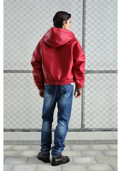 Kapüşonlu Kırmızı Deri Ceket modelleri