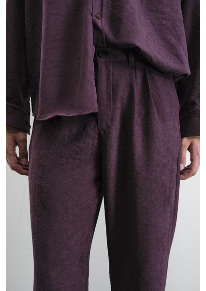 Pilili Efektli Modal Bordo Pantolon modelleri
